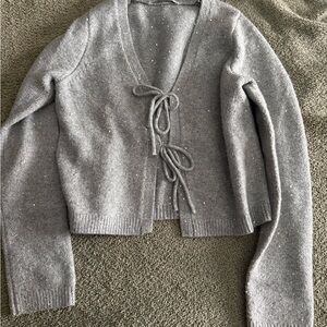 Abercrombie & Fitch Gray Cardigan with Tie Front